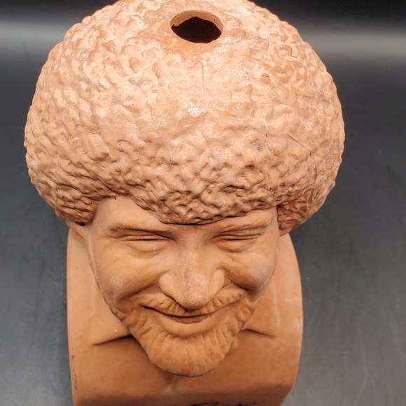 Bob Ross Artist Vintage Look Terracotta Redware Clay Chia Pet Pottery Head Bust - Picture 3 of 11